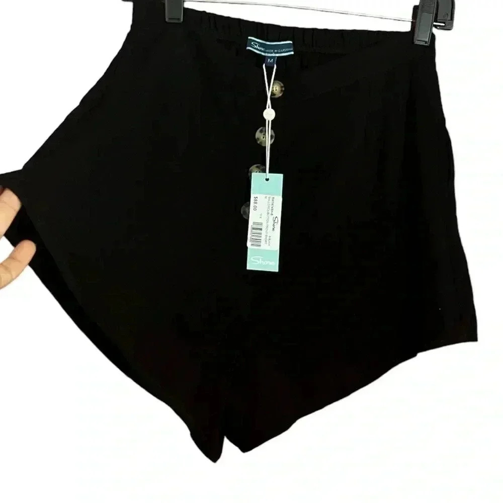 Shore Brand Mallorca bottom front women’s Black High waisted‎ shorts Sz Medium